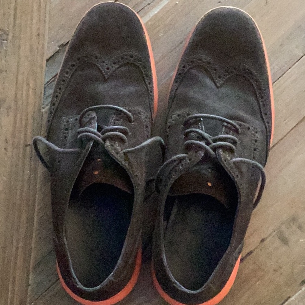Cole Haan Zerogrand Wingtip Oxford Shoes C23721 Men's SZ 12 M Brown Orange Sole